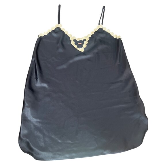 Vintage California Dynasty Womens navy Satin Nightgown L slip dress coquette - Picture 1 of 7